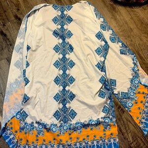 Zanzea collection beach kimono, new, never worn, white and blue, medium